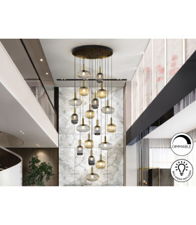 Norma Cluster Pendant Ceiling Light Black Brass 18xE27 870lm-1