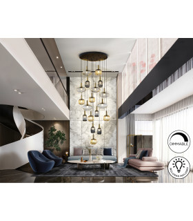 Norma Cluster Pendant Ceiling Light Black Brass 18xE27 870lm-2