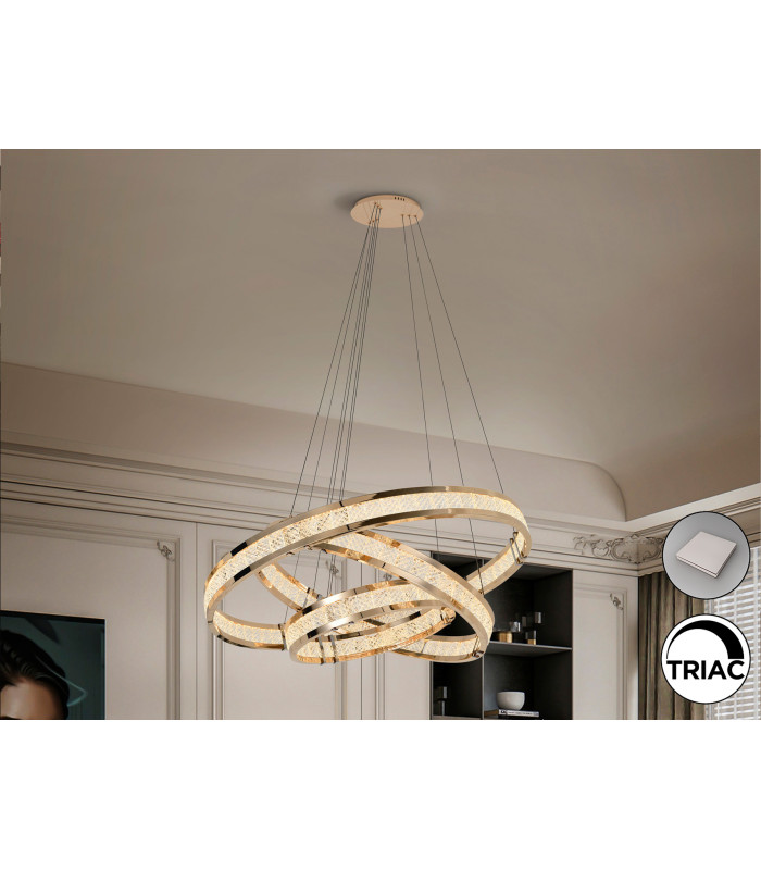 Lorian Triple Ring Pendant Ceiling Light Gold LED 3000K-1
