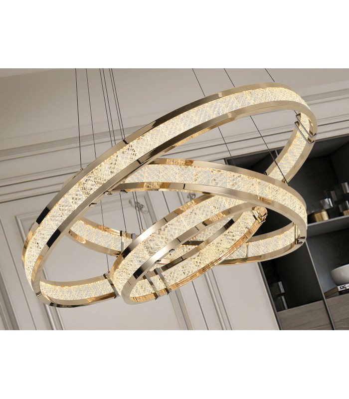 Lorian Triple Ring Pendant Ceiling Light Gold LED 3000K-3