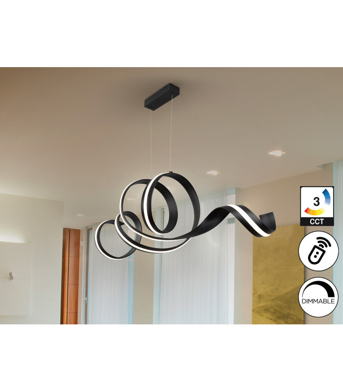 Amara Bar Pendant Ceiling Light Matt Black LED 2700-5000K Remote Control-1