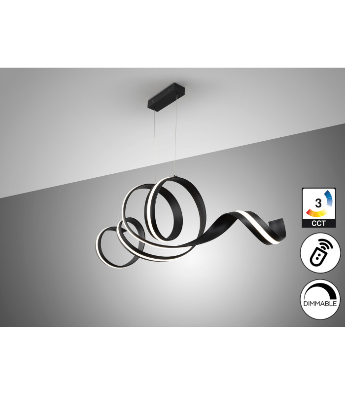 Amara Bar Pendant Ceiling Light Matt Black LED 2700-5000K Remote Control-4