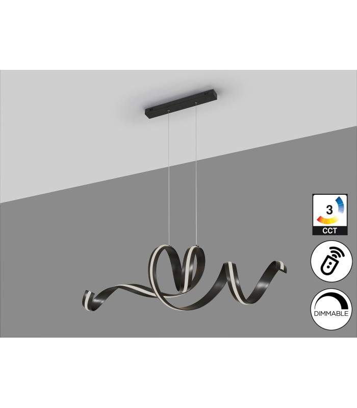 Amara Bar Pendant Ceiling Light Matt Black LED 2700-5000K Remote Control-6