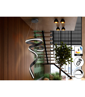 Amara Pendant Ceiling Light Matt Black LED 2700-5000K Remote Control-1