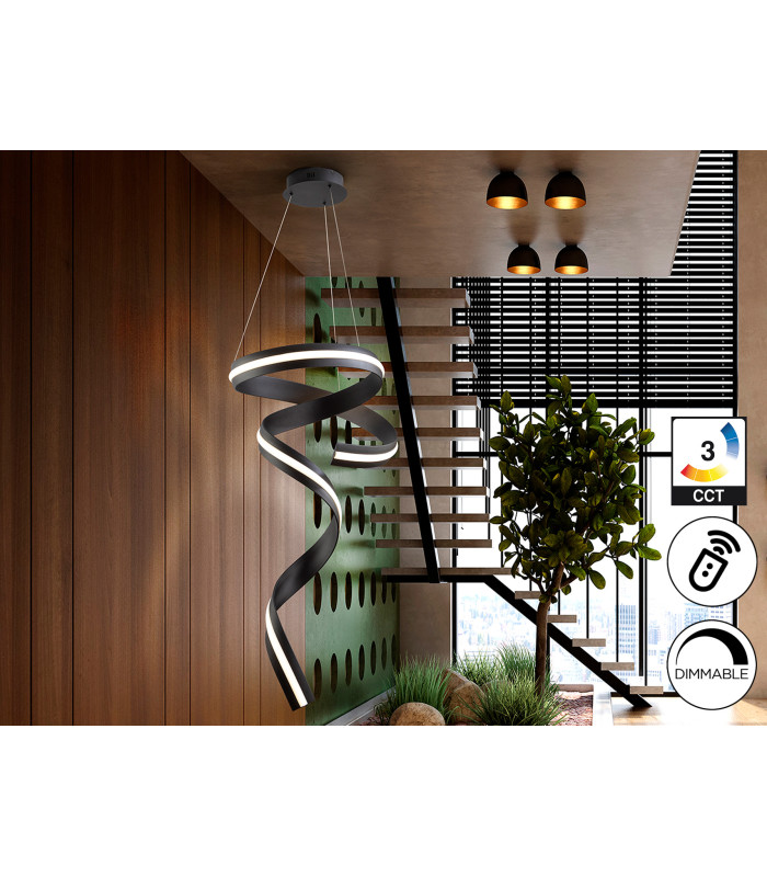Amara Pendant Ceiling Light Matt Black LED 2700-5000K Remote Control-1