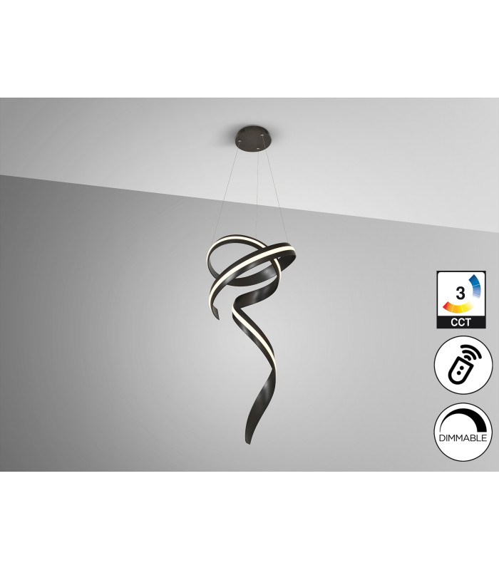 Amara Pendant Ceiling Light Matt Black LED 2700-5000K Remote Control-4