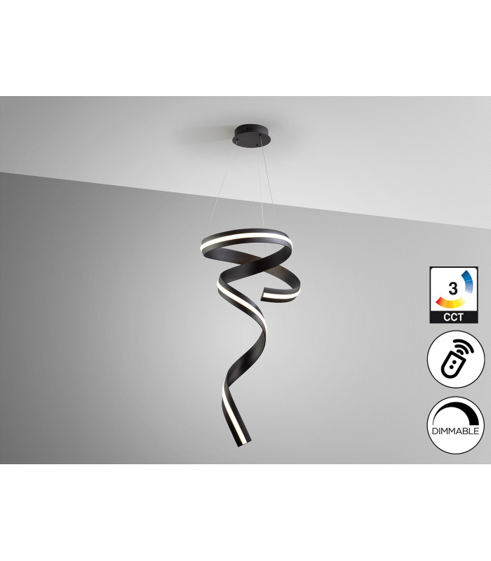 Amara Pendant Ceiling Light Matt Black LED 2700-5000K Remote Control-5