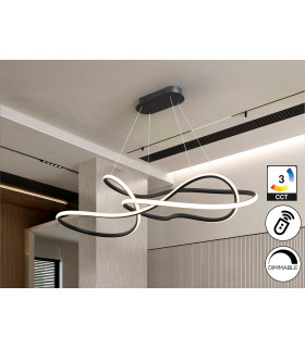 Evania Bar Pendant Ceiling Light Matt Black LED 2700-5000K Remote Control-1