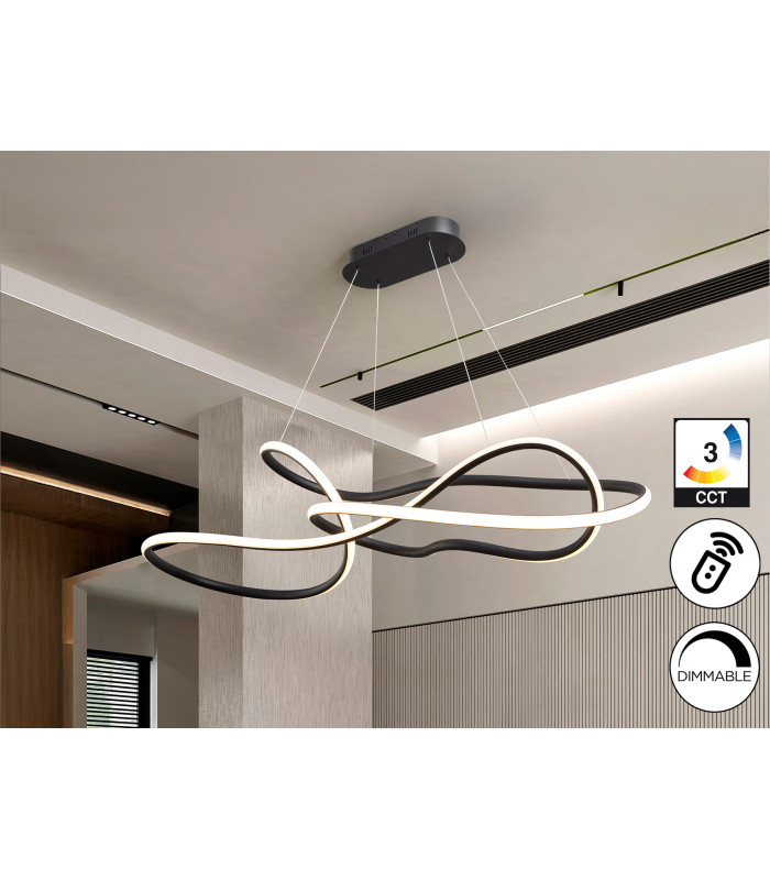 Evania Bar Pendant Ceiling Light Matt Black LED 2700-5000K Remote Control-1