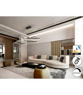 Evania Bar Pendant Ceiling Light Matt Black LED 2700-5000K Remote Control-2