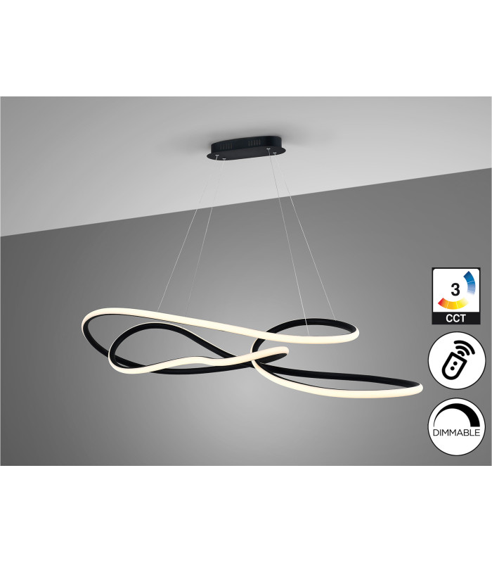 Evania Bar Pendant Ceiling Light Matt Black LED 2700-5000K Remote Control-3