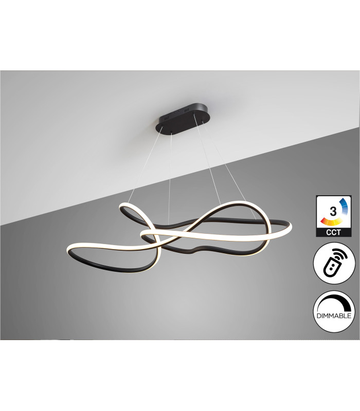Evania Bar Pendant Ceiling Light Matt Black LED 2700-5000K Remote Control-4