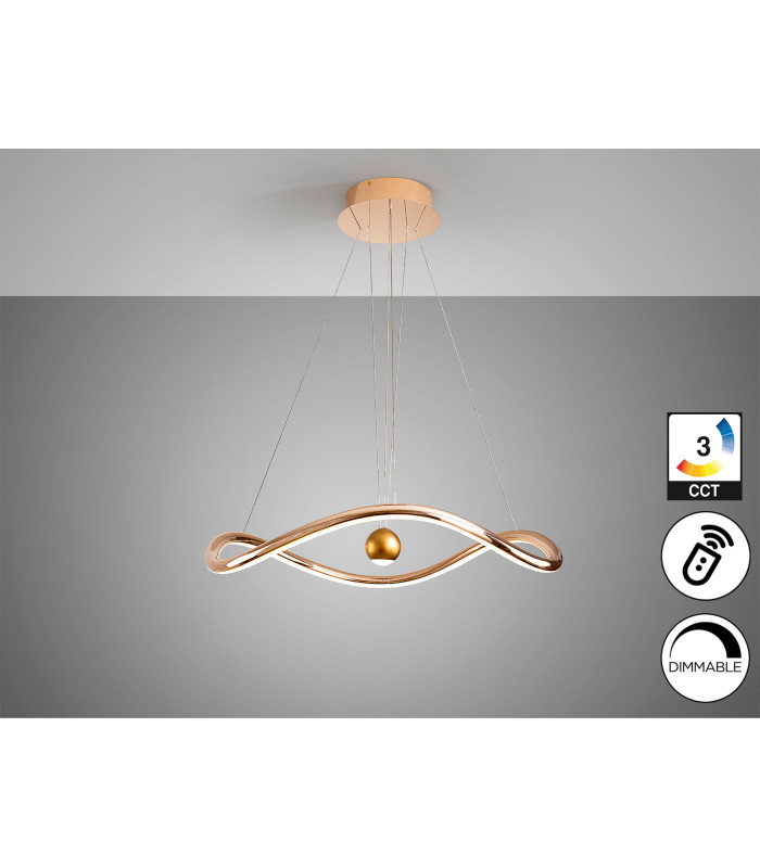 Romina Pendant Ceiling Light Gold LED 2700-5000K Remote Control-4