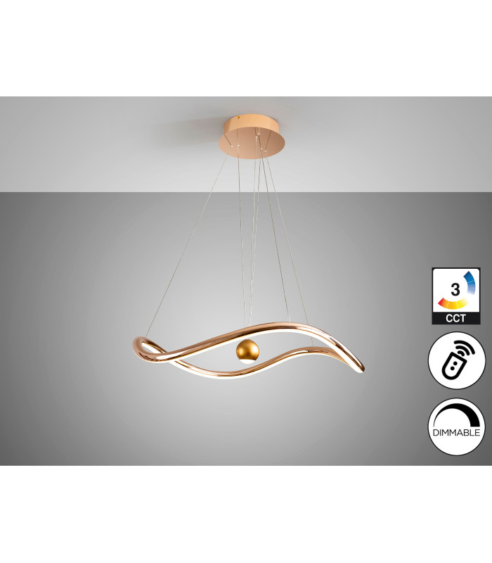 Romina Pendant Ceiling Light Gold LED 2700-5000K Remote Control-5