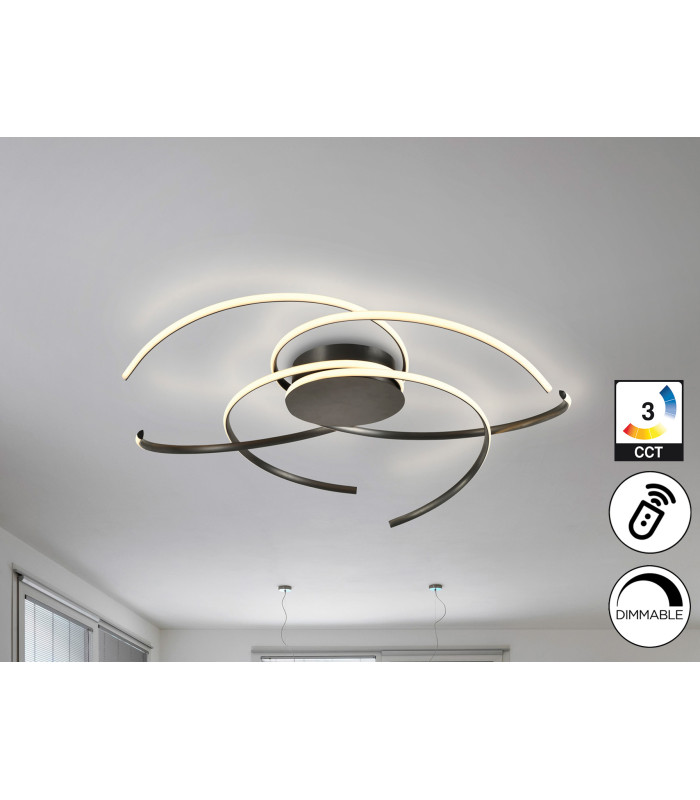 Cadence Integrated LED Semi Flush Ceiling Light Black 2700-5000K Remote Control-1