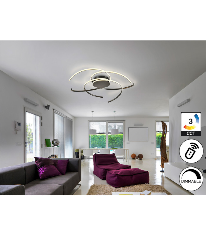 Cadence Integrated LED Semi Flush Ceiling Light Black 2700-5000K Remote Control-2