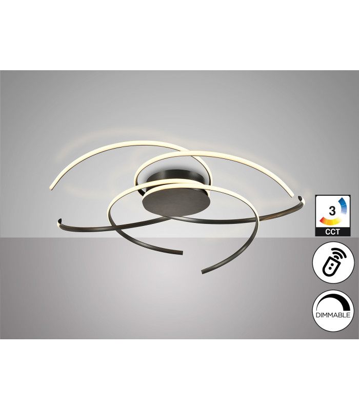 Cadence Integrated LED Semi Flush Ceiling Light Black 2700-5000K Remote Control-3