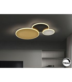 Umbra 3 Ring Integrated LED Semi Flush Ceiling Light Gold Black White 3000K-1