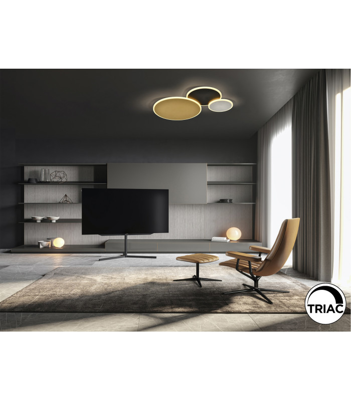 Umbra 3 Ring Integrated LED Semi Flush Ceiling Light Gold Black White 3000K-2