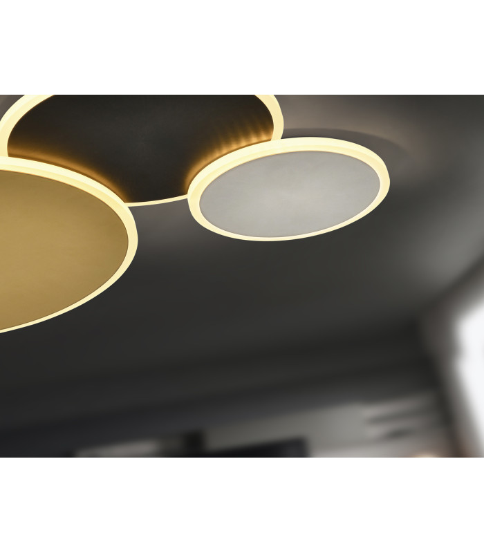 Umbra 3 Ring Integrated LED Semi Flush Ceiling Light Gold Black White 3000K-3