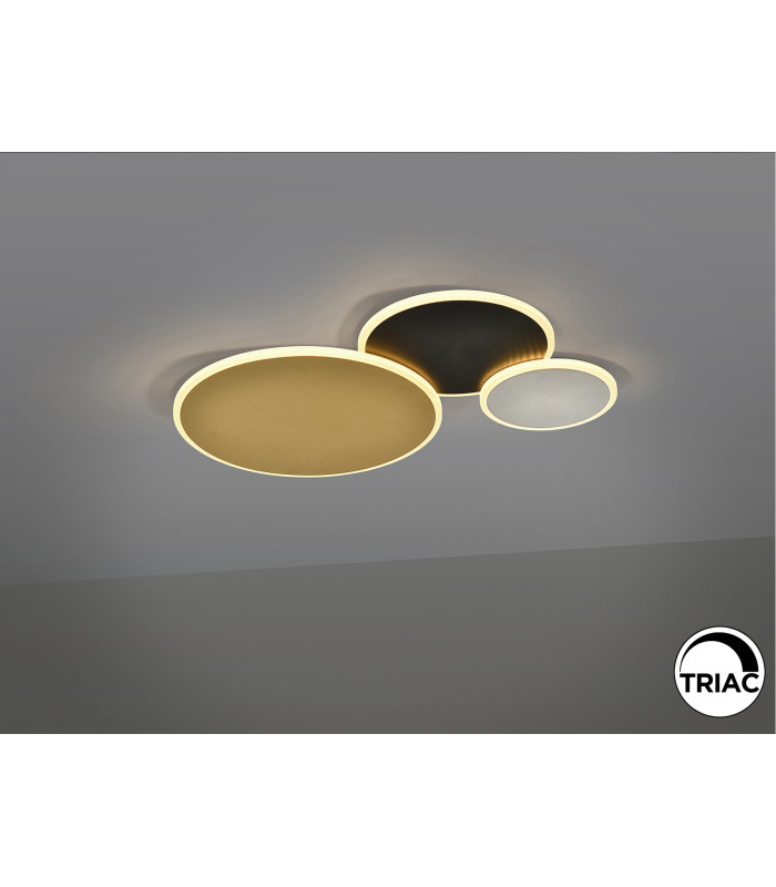 Umbra 3 Ring Integrated LED Semi Flush Ceiling Light Gold Black White 3000K-4