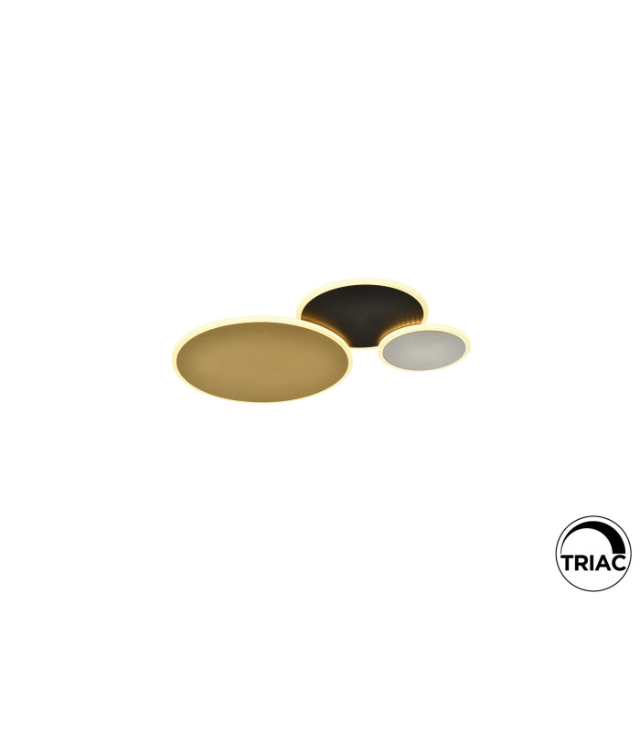 Umbra 3 Ring Integrated LED Semi Flush Ceiling Light Gold Black White 3000K-5
