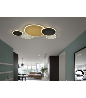 Umbra 5 Ring Integrated LED Semi Flush Ceiling Light Gold Black White 3000K-2