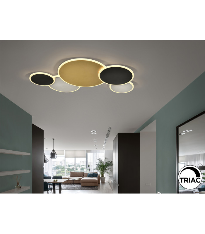 Umbra 5 Ring Integrated LED Semi Flush Ceiling Light Gold Black White 3000K-2