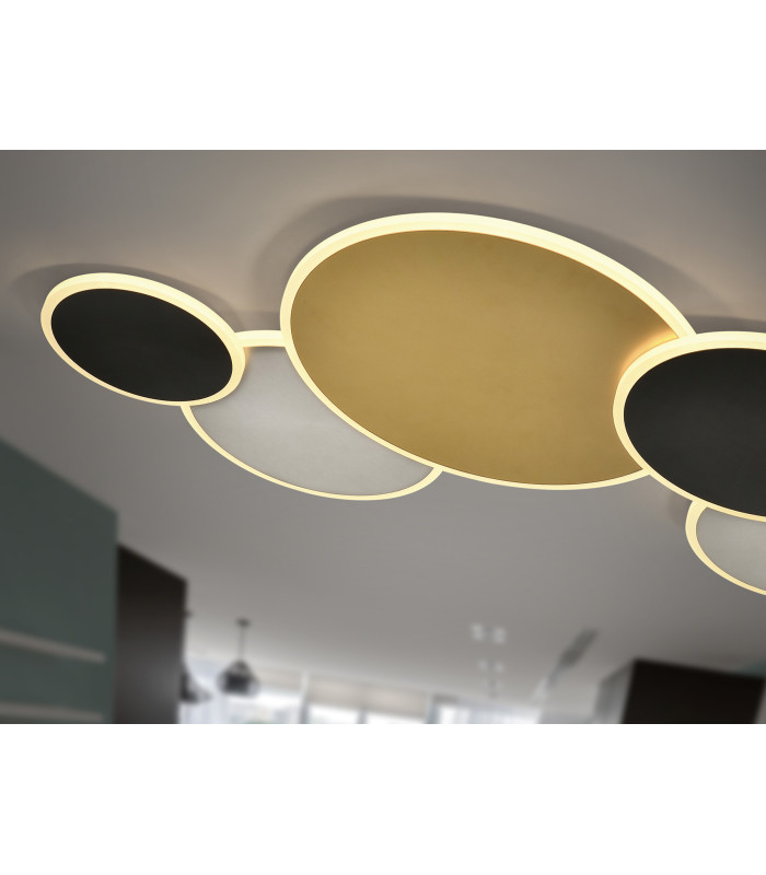 Umbra 5 Ring Integrated LED Semi Flush Ceiling Light Gold Black White 3000K-3