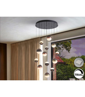 Orbes Cluster Pendant Ceiling 13 Light Black Copper Brass LED 3000K-1