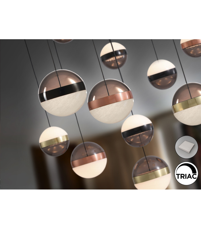 Orbes Cluster Pendant Ceiling 13 Light Black Copper Brass LED 3000K-3