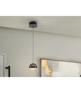 Orbes 12cm Globe Pendant Ceiling Light Chrome Black LED 3000K-1
