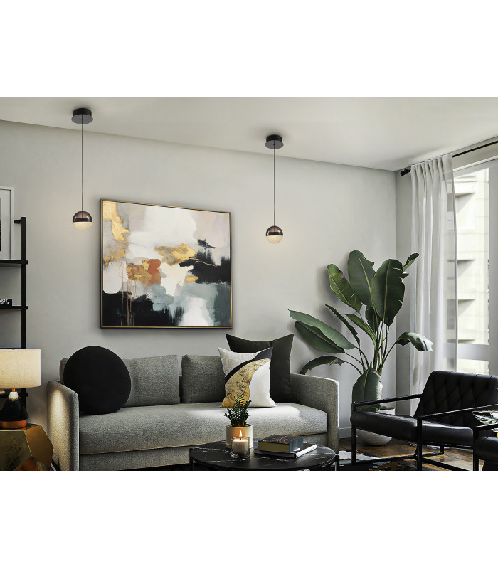Orbes 12cm Globe Pendant Ceiling Light Chrome Black LED 3000K-2