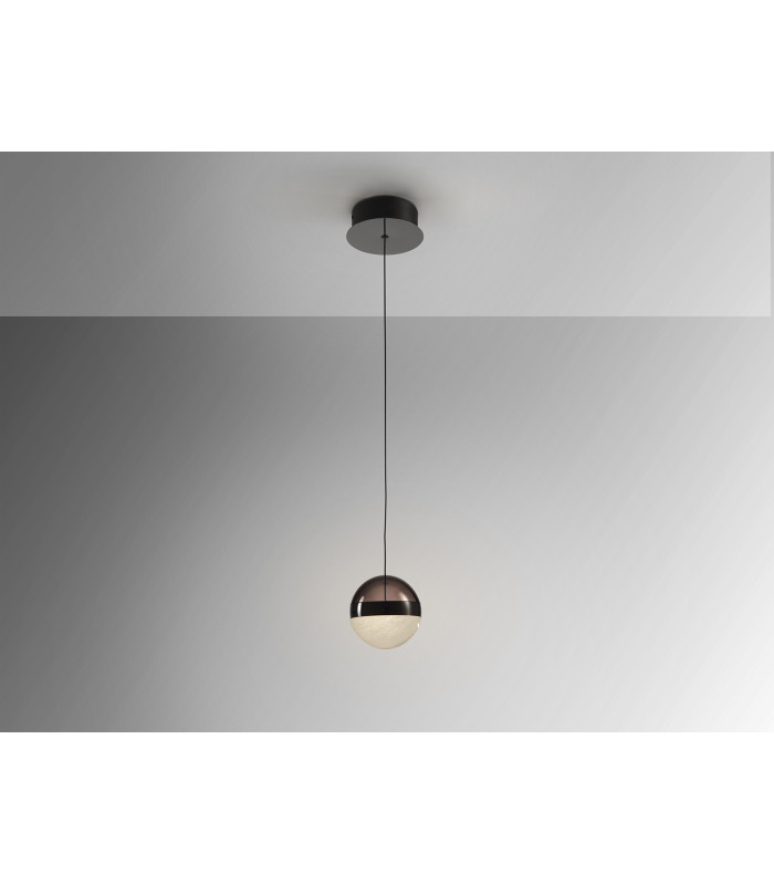 Orbes 12cm Globe Pendant Ceiling Light Chrome Black LED 3000K-4