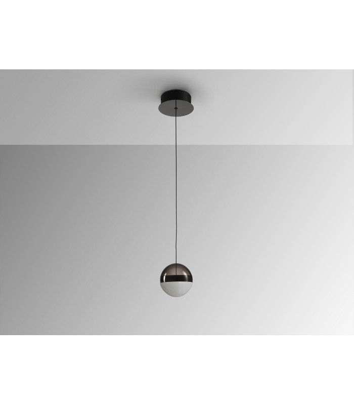 Orbes 12cm Globe Pendant Ceiling Light Chrome Black LED 3000K-5