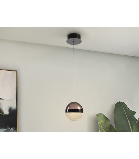 Orbes 15cm Globe Pendant Ceiling Light Chrome Black LED 3000K-1