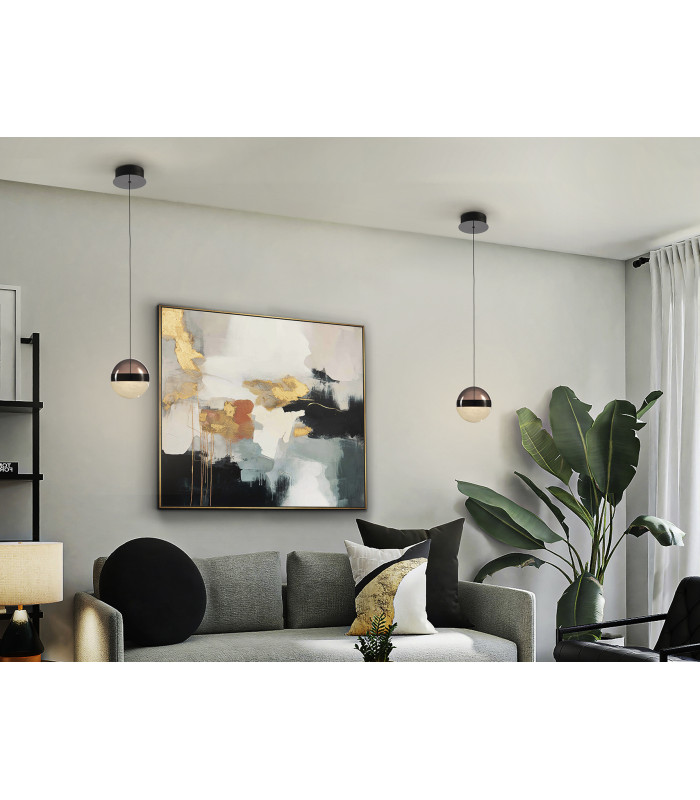 Orbes 15cm Globe Pendant Ceiling Light Chrome Black LED 3000K-2
