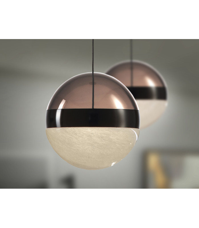 Orbes 15cm Globe Pendant Ceiling Light Chrome Black LED 3000K-3