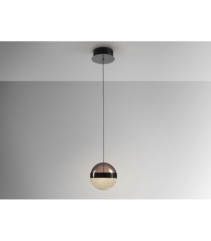 Orbes 15cm Globe Pendant Ceiling Light Chrome Black LED 3000K-4