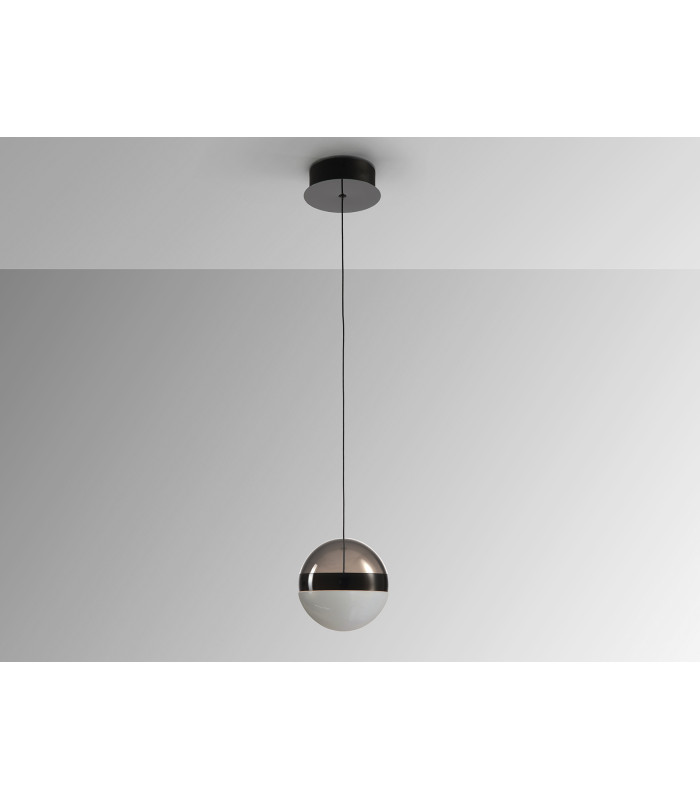 Orbes 15cm Globe Pendant Ceiling Light Chrome Black LED 3000K-5