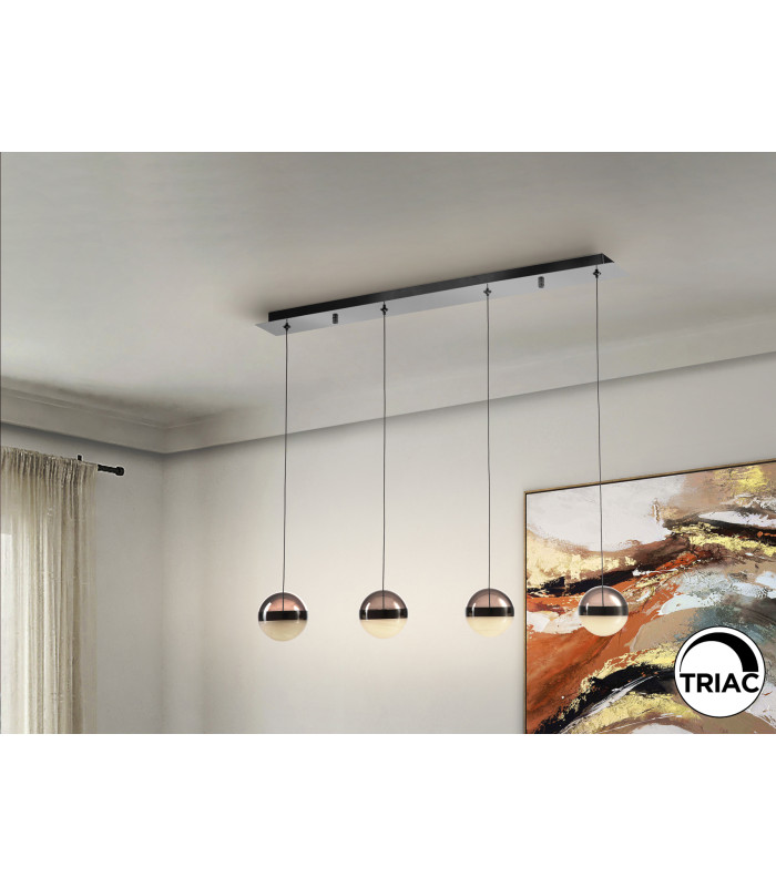 Orbes Bar Pendant Ceiling 4 Light Chrome Black LED 3000K-1