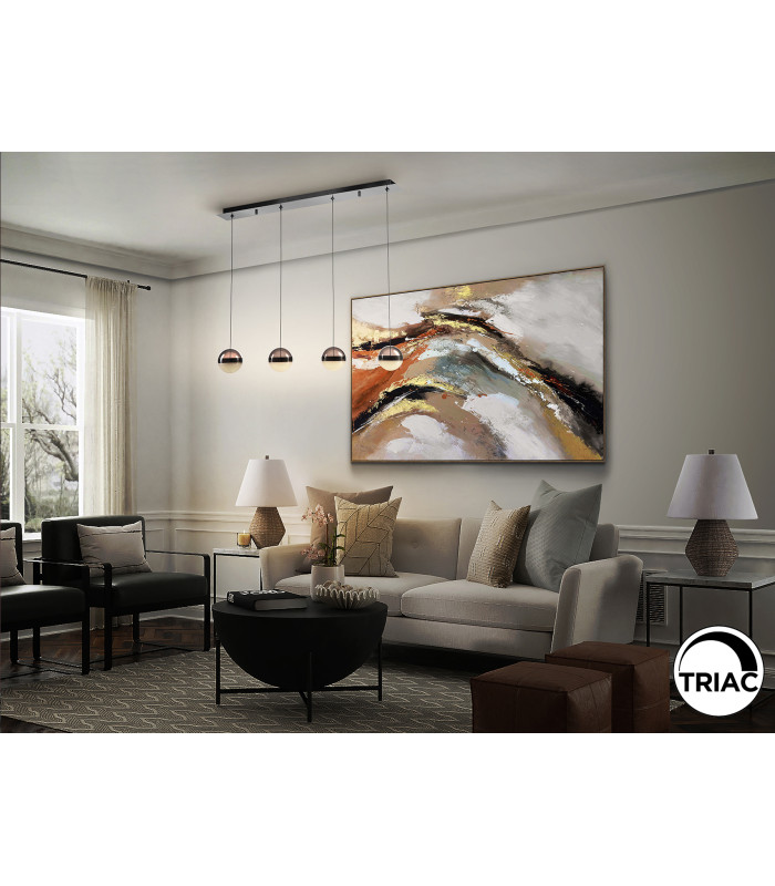 Orbes Bar Pendant Ceiling 4 Light Chrome Black LED 3000K-2