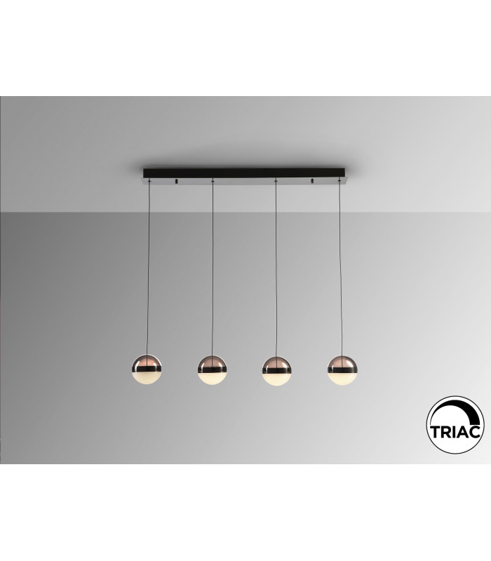 Orbes Bar Pendant Ceiling 4 Light Chrome Black LED 3000K-4