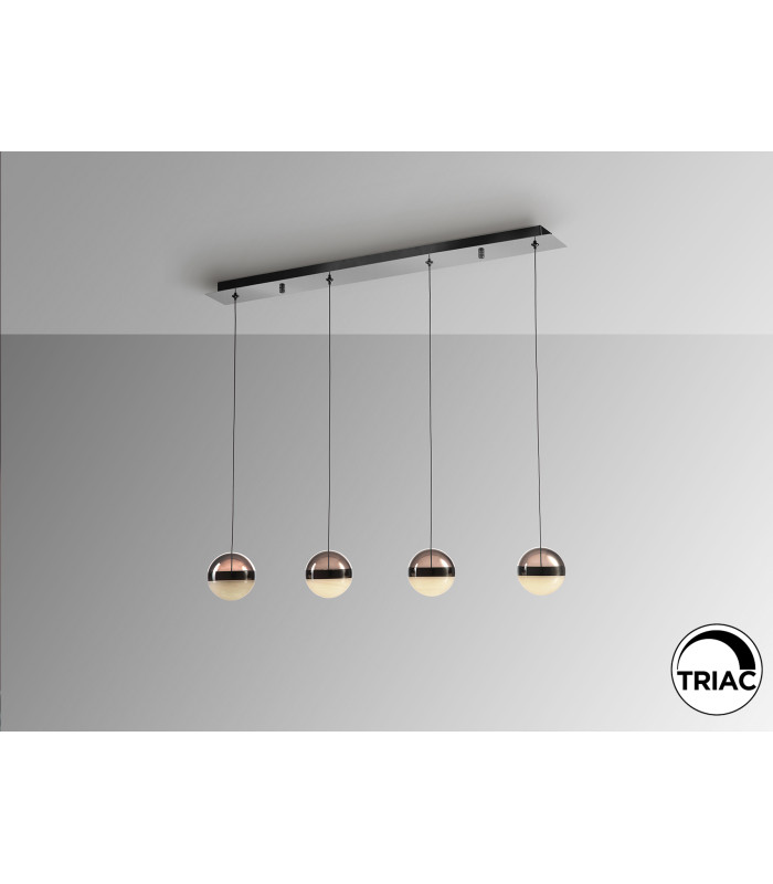 Orbes Bar Pendant Ceiling 4 Light Chrome Black LED 3000K-5