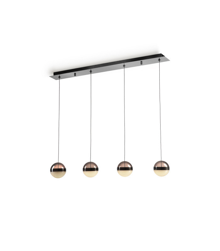 Orbes Bar Pendant Ceiling 4 Light Chrome Black LED 3000K-6