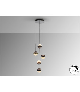 Orbes Cluster Pendant Ceiling 5 Light Black Copper Brass LED 3000K-1