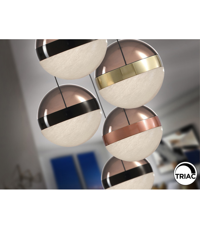 Orbes Cluster Pendant Ceiling 5 Light Black Copper Brass LED 3000K-3