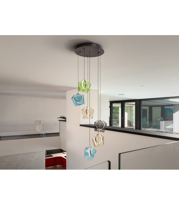 Ingrid Cluster Pendant Ceiling 6 Light Multi Colour LED 3000K-1