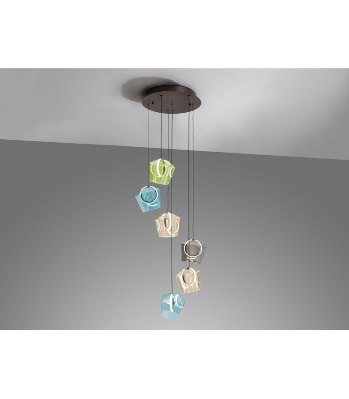 Ingrid Cluster Pendant Ceiling 6 Light Multi Colour LED 3000K-4