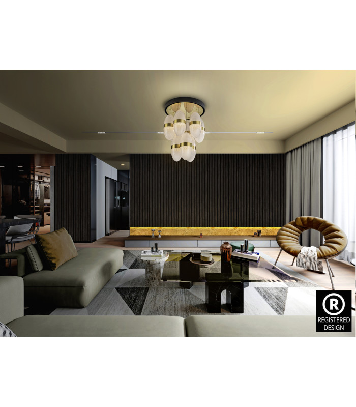 Garden Cluster Pendant Ceiling 9 Light Black Bronze LED 3000K-6